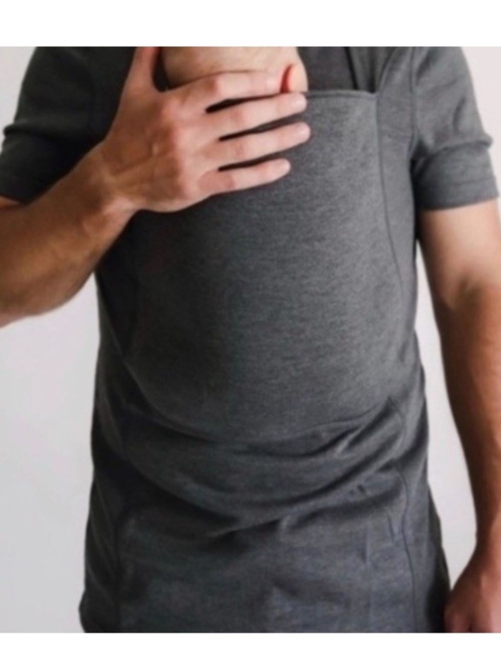 LALABU V-Neck top in Charcoal Gray New Large stretch new everyday outdoor casual
